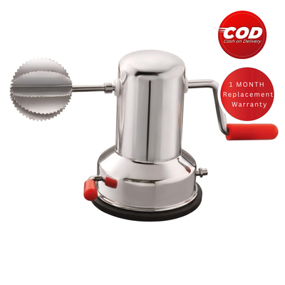 Manual Stainless Steel Coconut Scraper with Hand Crank, Dual Serrated Blade & Suction Base